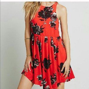 Free People | Flutterby Red Floral Dress Sleeveless | Size 4